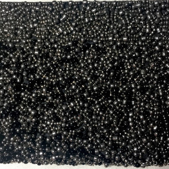 Vintage Beaded Clutch Black and Silver Metallic - Picture 3 of 8